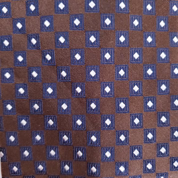 Pascal Morabito Men 100% Silk Tie Geometric Brown Blue 60x4 - NWOT - Picture 3 of 6